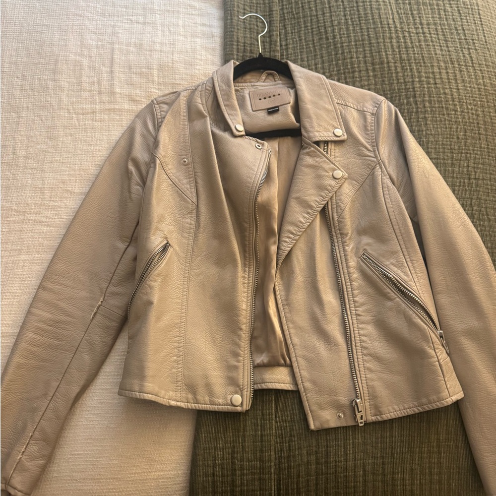 Blank NYC Women's Beige Leather Jacket